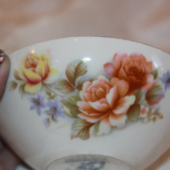 Lot of 2 SHENANGO china Porcelain Floral Soup Bowls - Picture 2 of 3